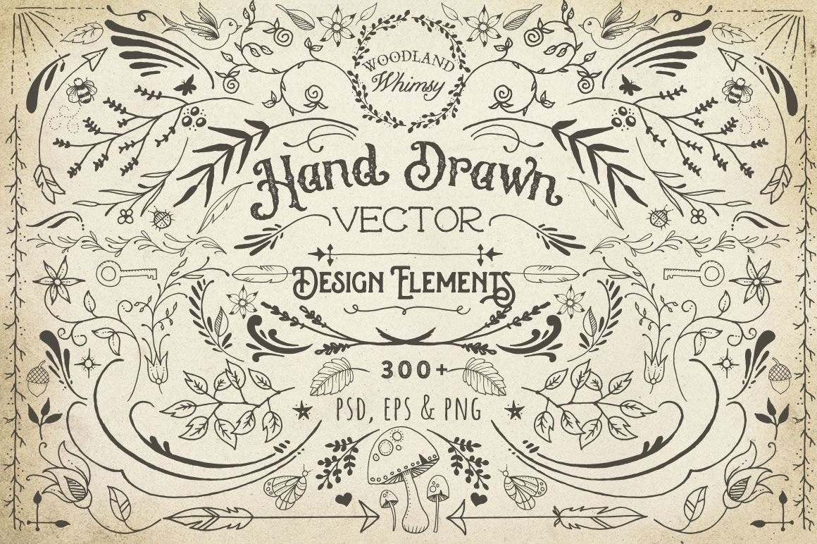 Download Hand Drawn Vector Design Elements by Av | Design Bundles