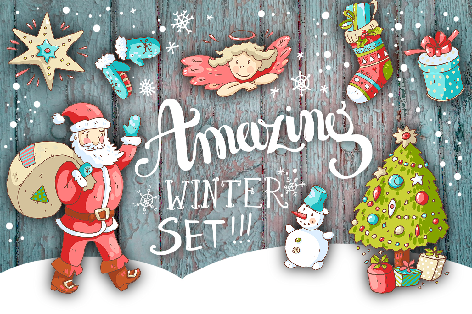 Download Cute doodle Xmas and New Year by Dinkoo | Design Bundles